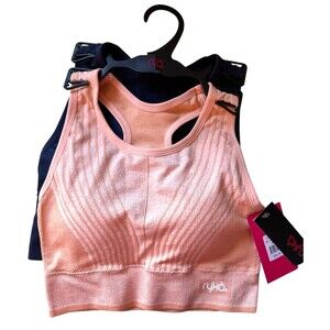 RYKA Women's 2 PACK Sports Bra Adjustable Removable Pads Size S Peach & Navy